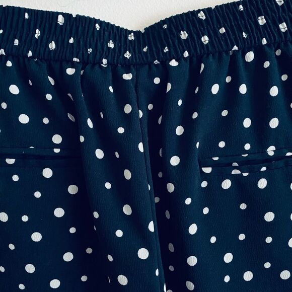 Cynthia Rowley Navy Blue & White Polka Dot Slip-On Pants Size 10 | Elastic Waist - Picture 6 of 9